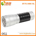 Factory Supply OEM Cheap Aluminum White Light 14 led Best Small Flashlight With Anti-slip Rubber Case